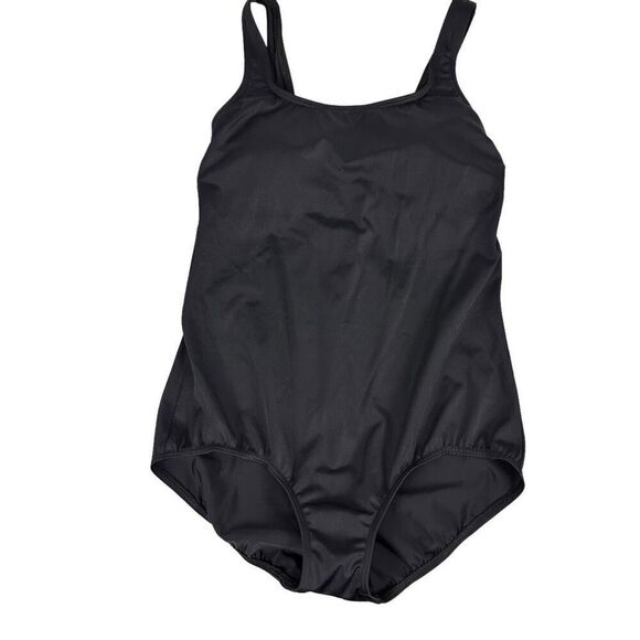 Lands End 12L One-Piece Black Tank Swimsuit - Picture 1 of 7